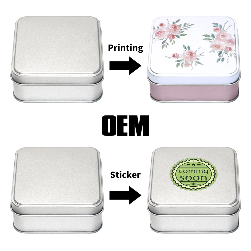 metal boxes custom color tin box OEM rectangle empty black tinplate box with lids