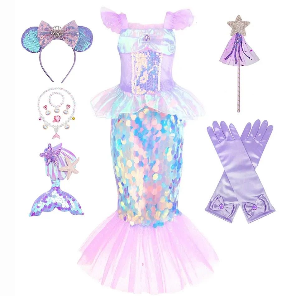 Halloween Christmas Carnival Fancy Dress Sequined Fishtail Mermaid Dress