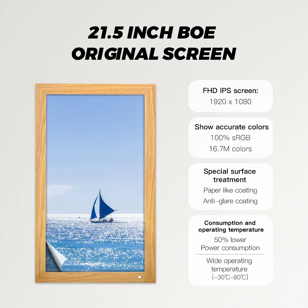 Digital Photo Frame Hd Advertising  Lcd Screen Display Video Art Picture 21.5 inch wood digital signage