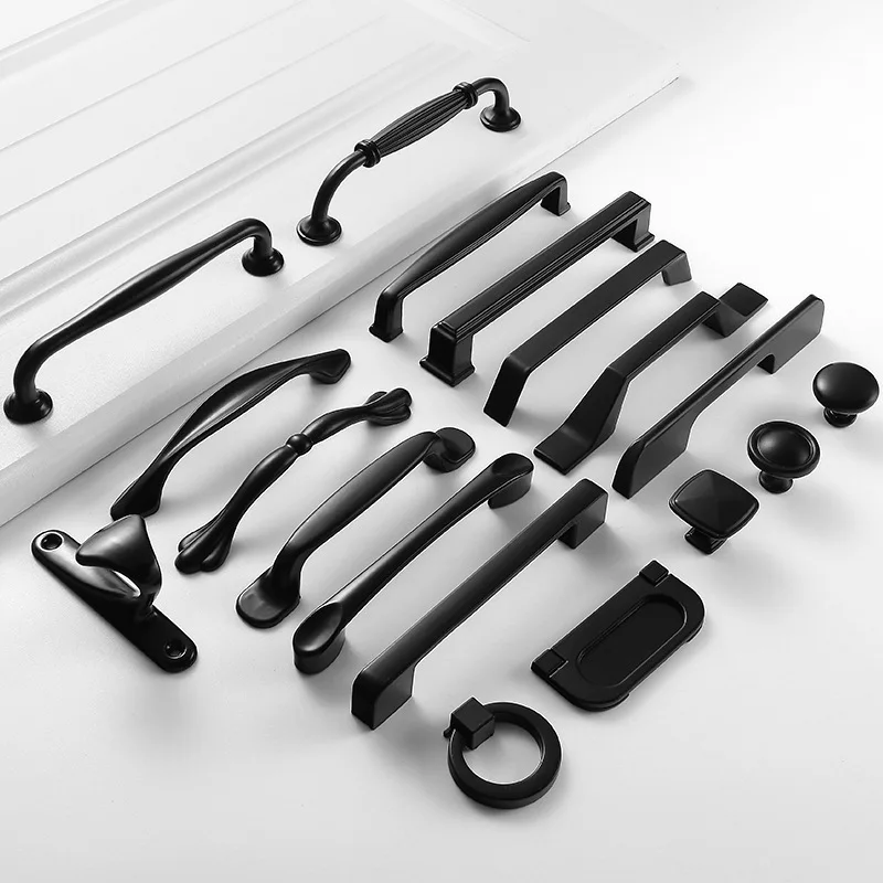 Manufacturer customized furniture hardware accessories American Style Vintage Black Color solid pulls handle for cabinet drawer
