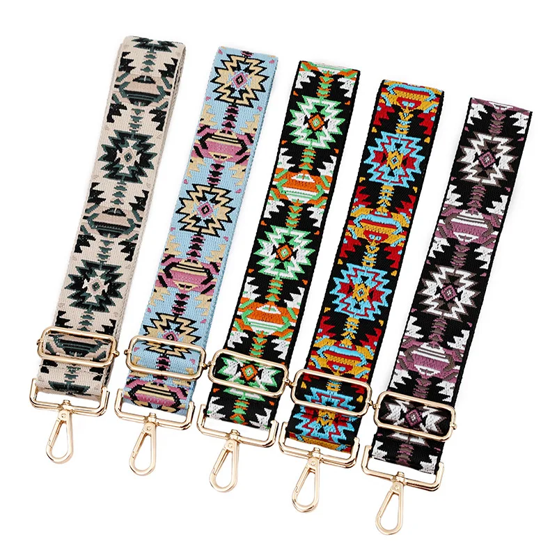 5cm Wide Color Bag Jacquard Rhombus Shoulder Belt Crossbody Strap Adjustable Replacement Belt Strap