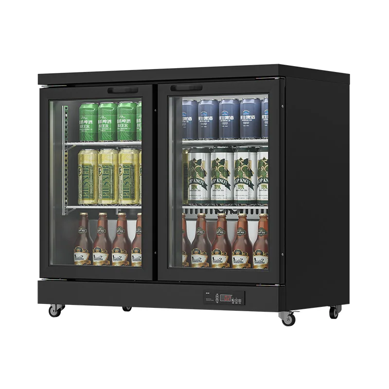 commercial glass door mini bar cooler wine beer 2 door bar fridge