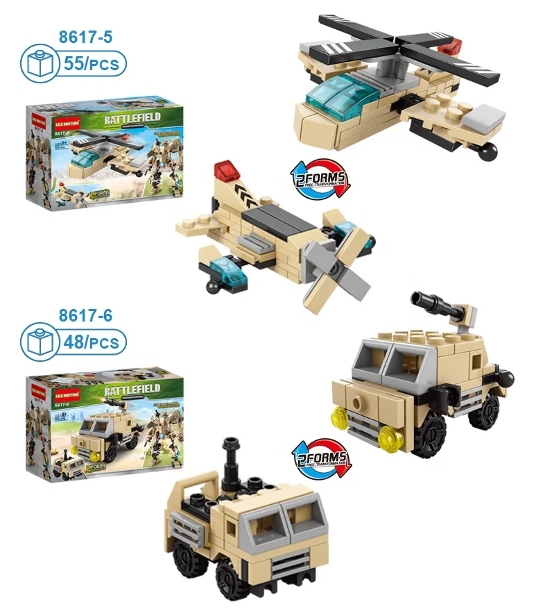 Military Blocks Toy Tank Plane Transform Robot Kids Educational Building Block