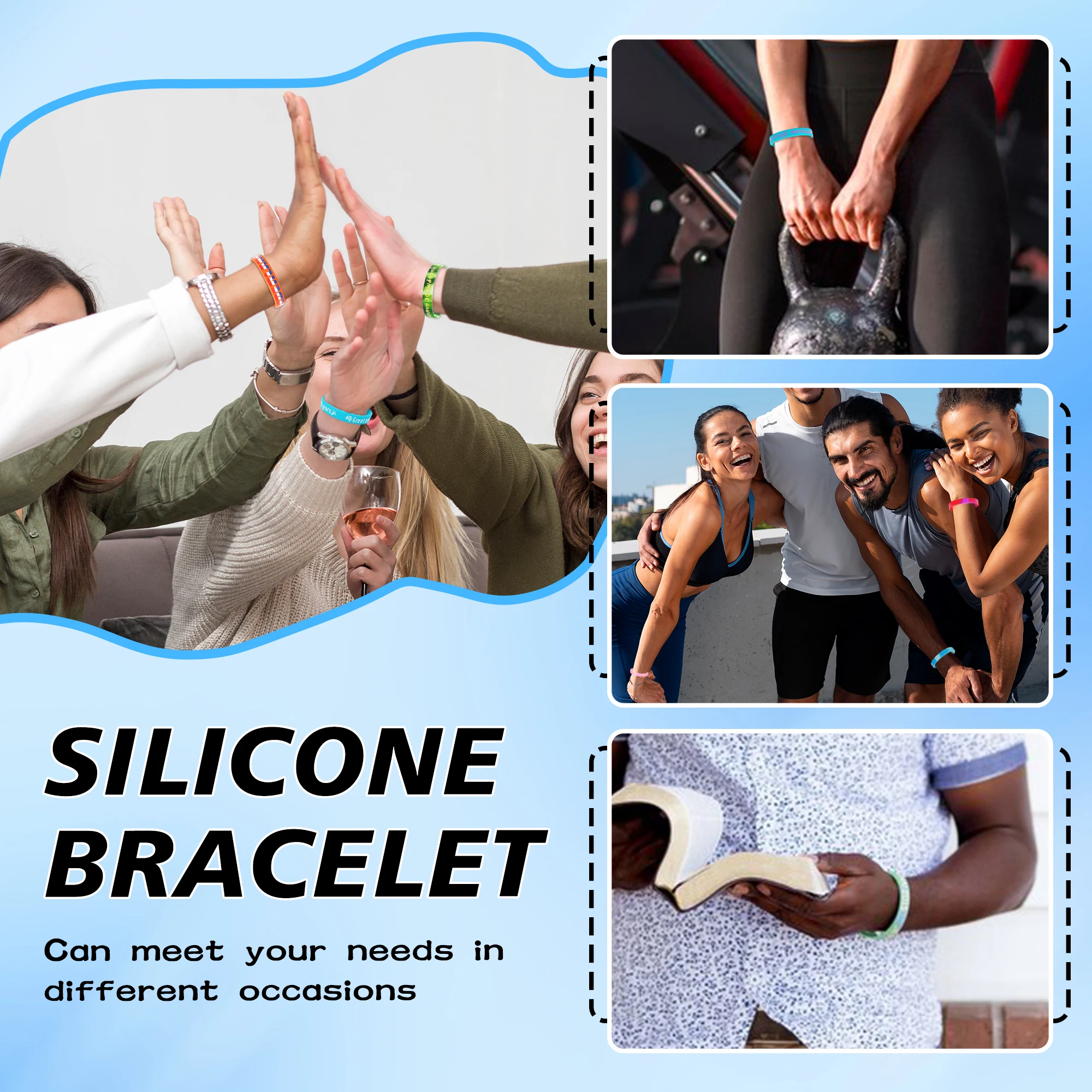 Customized Cross Border New Printed Logo Silicone Wristband Environmentally Friendly Inspirational Silicone Bracelet