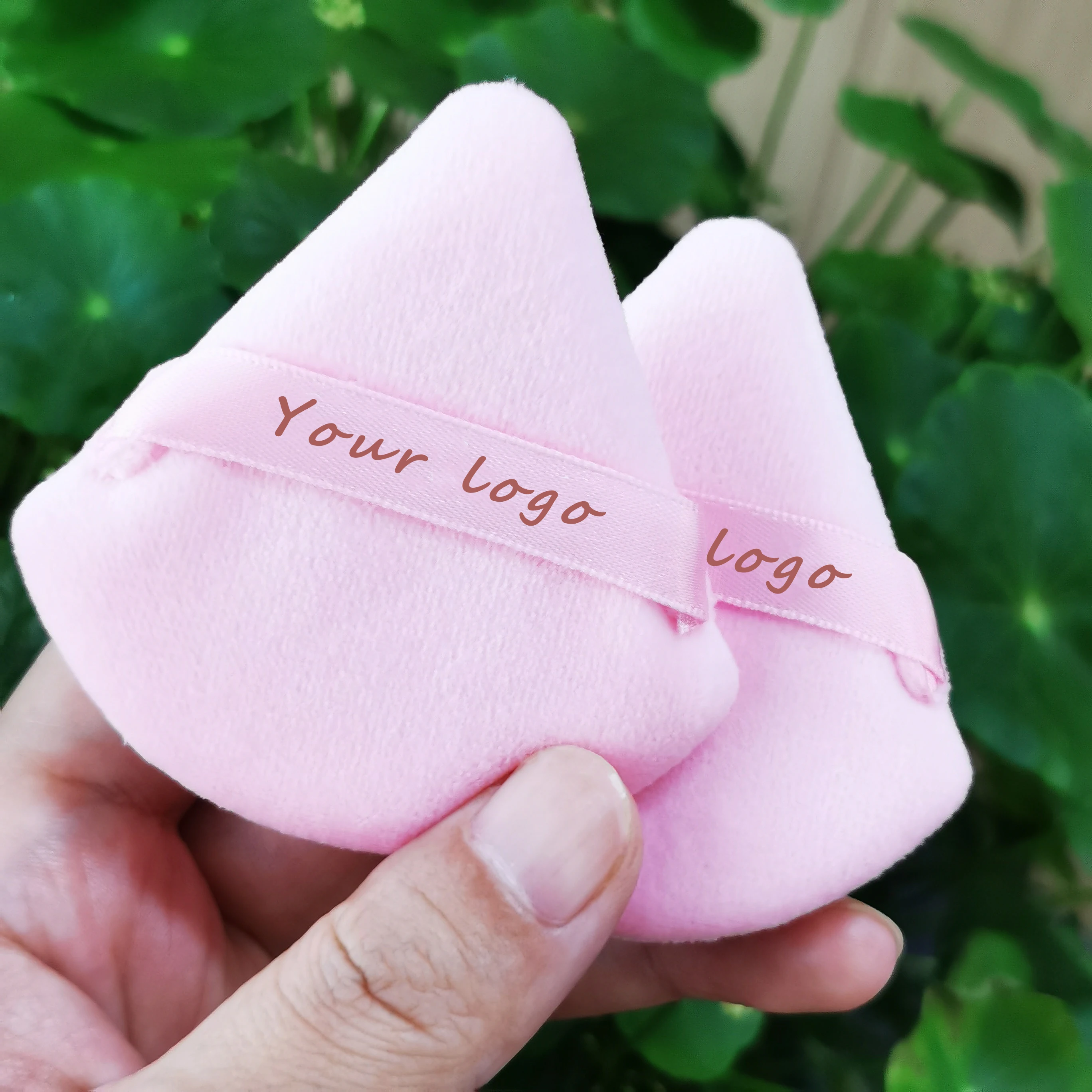 Pink Triangle Powder Puff For Makeup Cotton Puffs Powder Makeup Sponge Puffs With Packaging Custom Logo