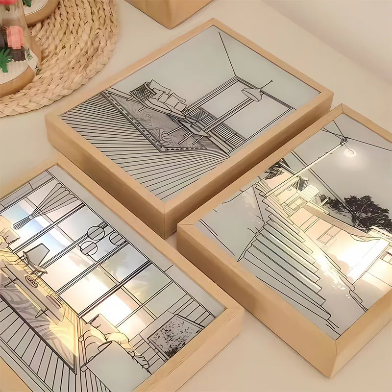 Wholesale Modern Chic Ambient Light Painting LED Wall Decor Framed Wall Arts Highly Popular for Fashionable Interiors
