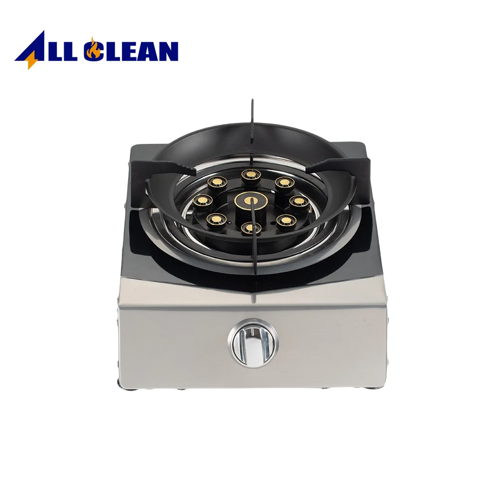 Best-Selling Black Stainless Steel Single Burner Gas Stove Supports LPG/NG High-Efficiency Class Portable Space-Saving Design