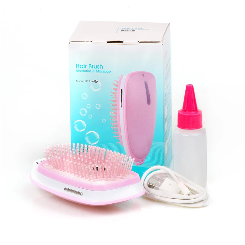 Portable frizz-free easy shine hair smooth combs nano mist steam sprayer electric vibrating scalp massage hair brush comb