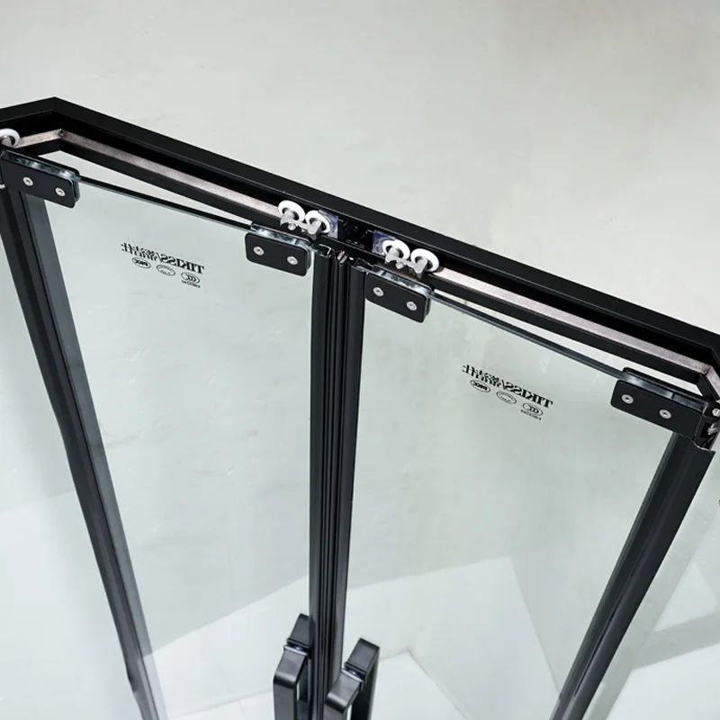 bathroom shower room sliding door tempered glass corner rhombus shower room Enclosure Black