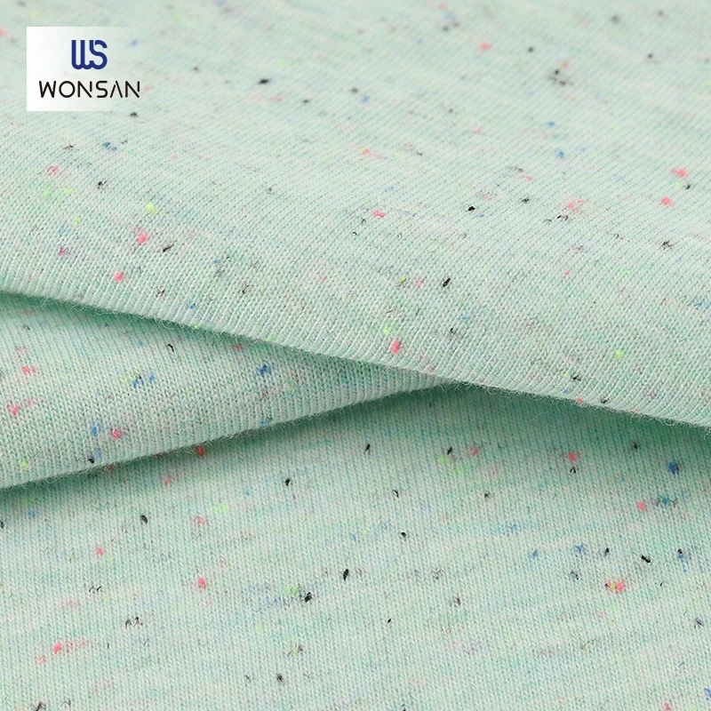 China High Quality Cotton Poly Garment Loungewear Cloths Heather Grey Yarn Dyed  Nep Yarn Jersey Fabric Tissu Coton Polyester CN