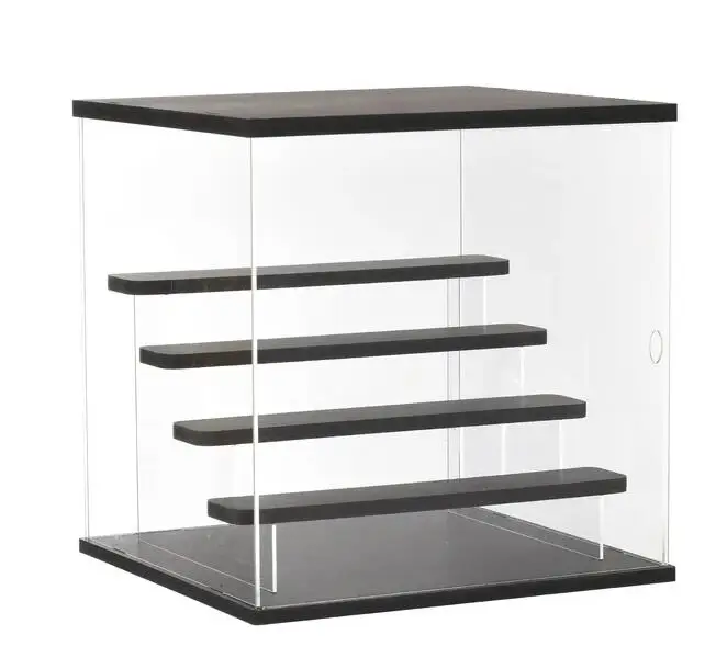 Clear Acrylic Figurine Display Case with LED Light 4 Tier Dustproof Display Boxes for Collectibles