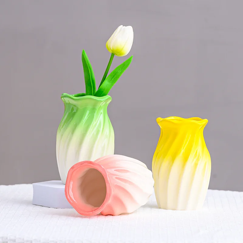 Creative Cross-Border Ceramic Vases Home Furnishings Ocean Waves Design Living Rooms Hydroponic Flower Pots Fresh Flower