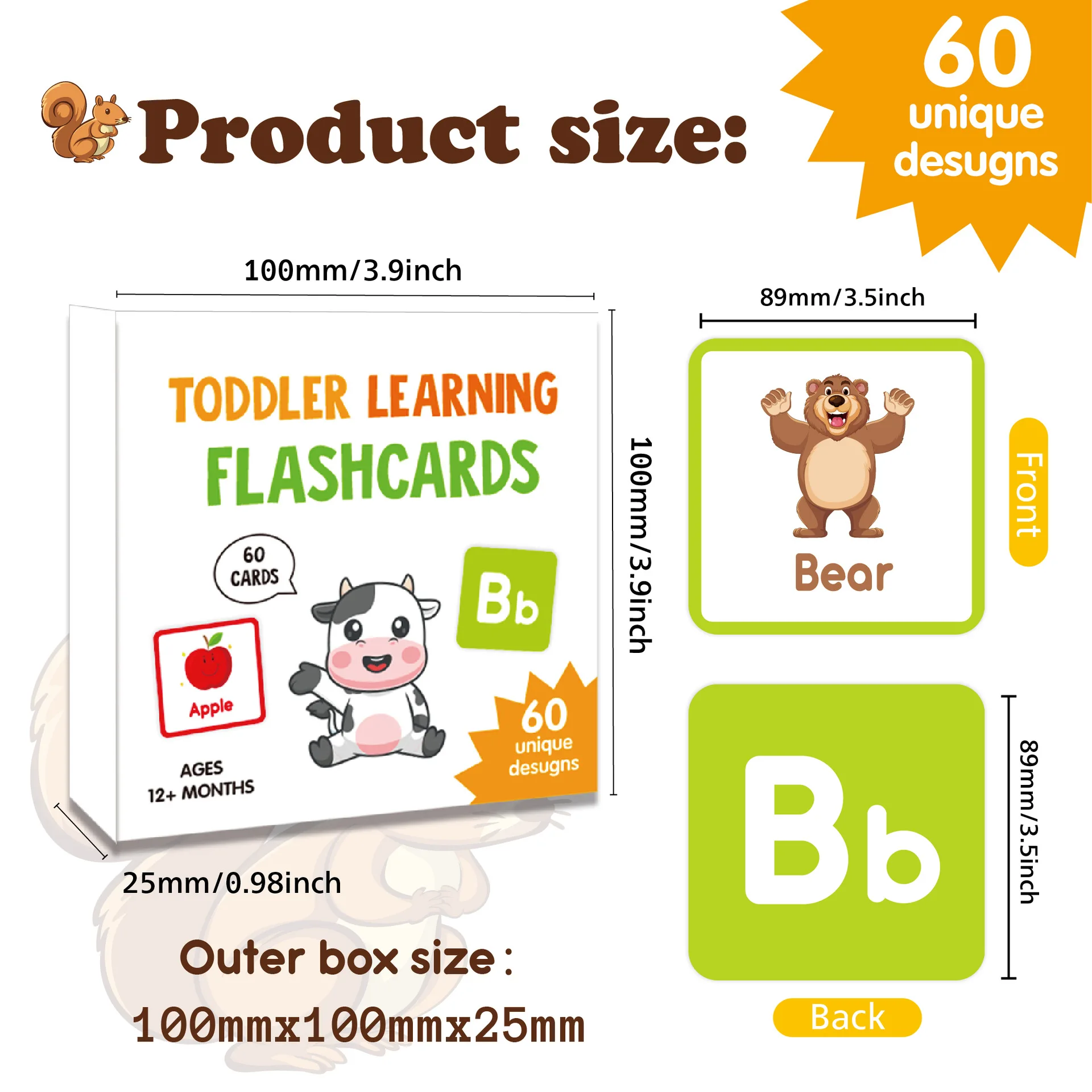 Newest 60 Pcs Early Leaning Toy Flashcards Children Learn Color Shape Number Word Cognition Education Flash Card for Toddlers