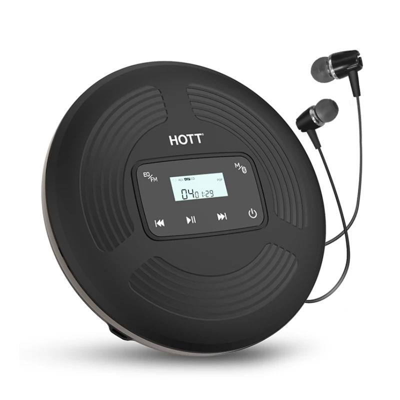 Hot Selling Rechargeable Portable CD Player for Car with BT and FM Transmitter, Touch Button CD player with Backlight Display