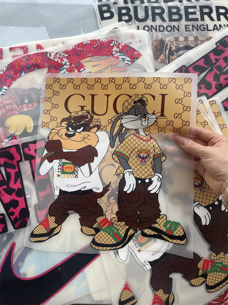High quality heat transfer sticker transfer printing Brand design custom transfers dtf stickers for t-shirts