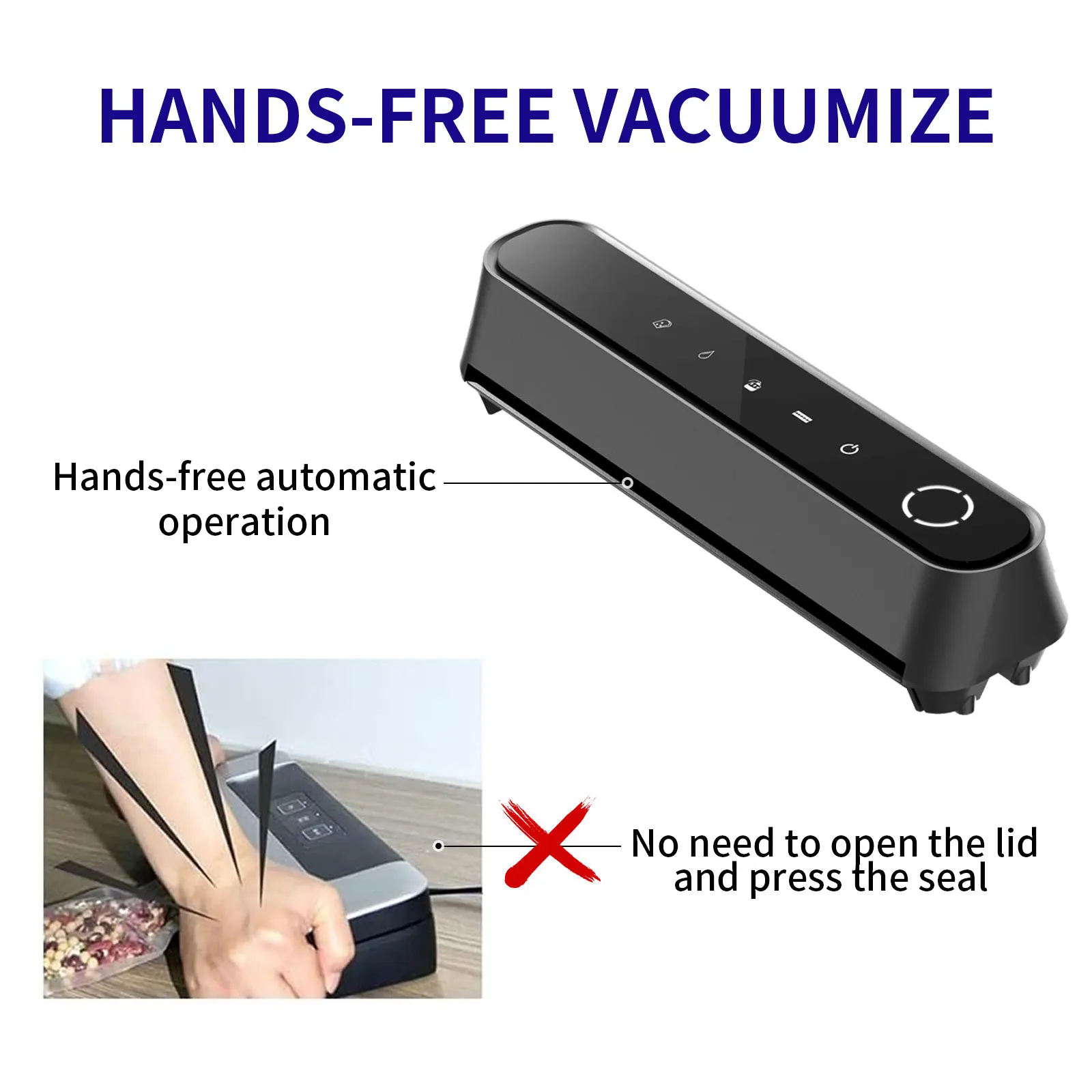 Automatic Cordless Food Packaging Machines Double-sizes Sealing for Food Preservation Electric Portable Vacuum Sealer 