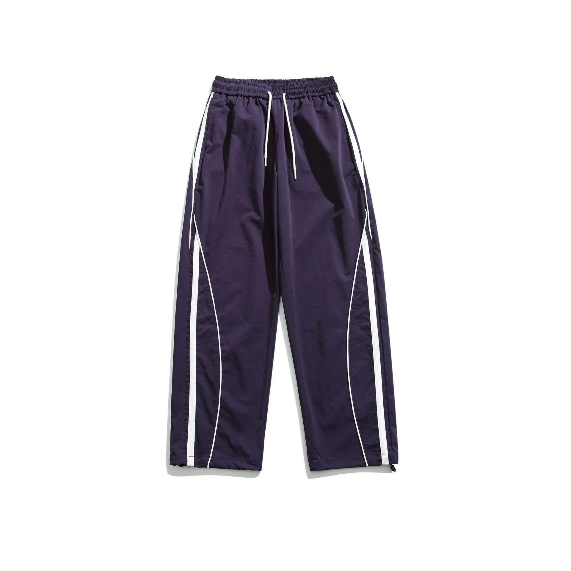 custom stacked y2k pants for ladies wide leg Waffle flare sweat pants baggy Striped flared track knit belt flare sweat pants men