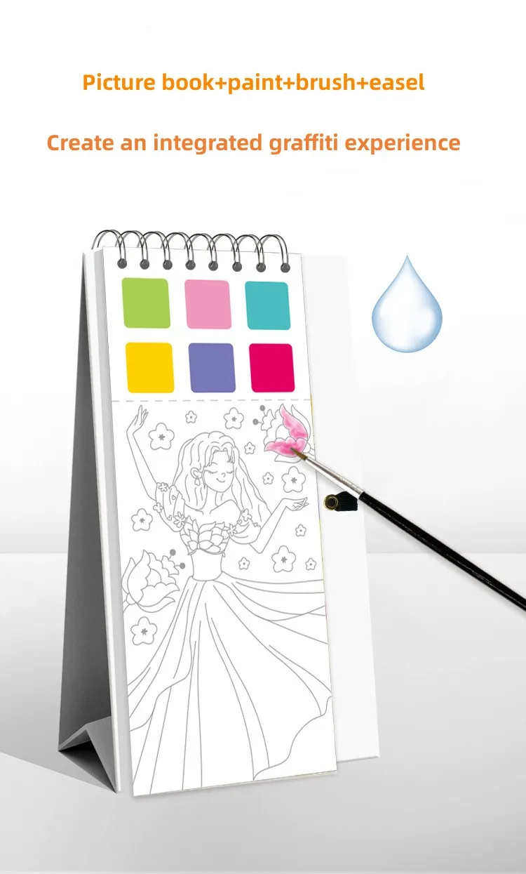 Hot Sale Pocket Watercolor Painting Bookmarks Book For Kids Palette Paint Book Water Coloring Drawing Book Toys Set With Brush