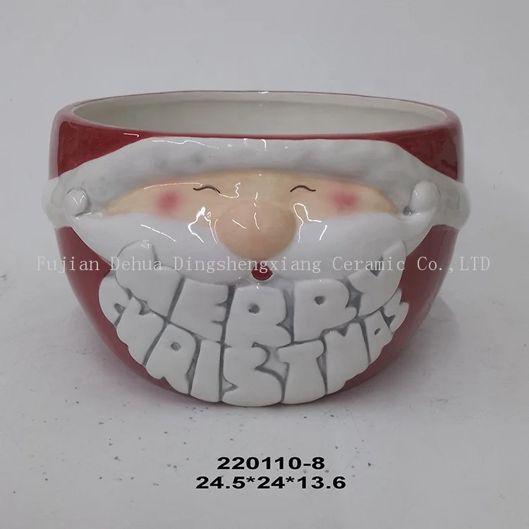 Custom Factory Design Ceramic Christmas Handmade Tableware Decorations Santa Claus Jug Pot