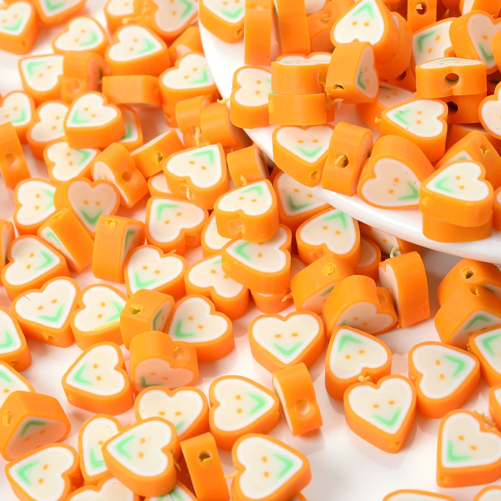 50Pcs Love Heart Clay Beads Smiley Face Polymer Clay Beads Spacer Jewelry Beads For Making DIY Earring Necklace Bracelet