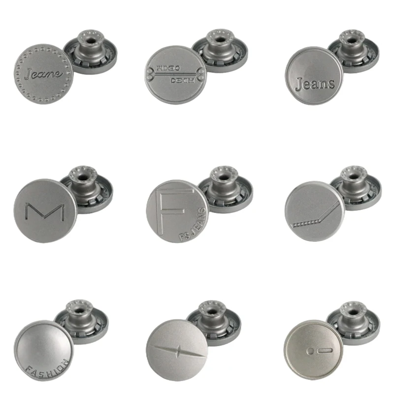 Washable Custom Botones Denim Jeans Personalizados Rivet Engraved Logo Brass Button Stainless Steel Jeans Buttons for Clothes