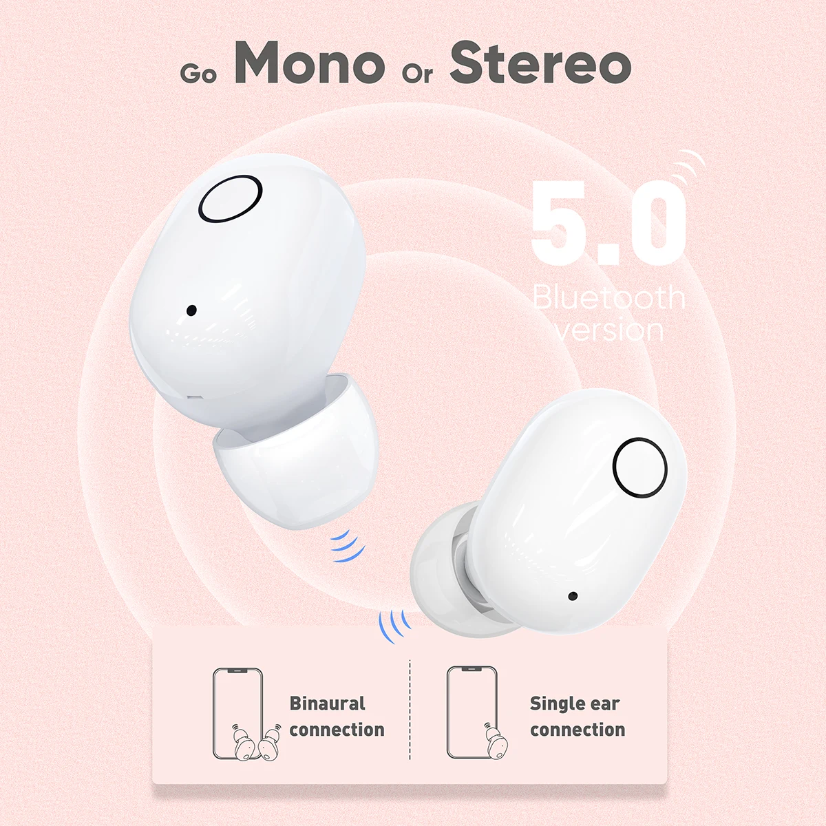 VIDVIE Mini Earphone TWS Headset Deep Bass Stereo Earbud Touch Control, Pocket Portable Wireless Headphone