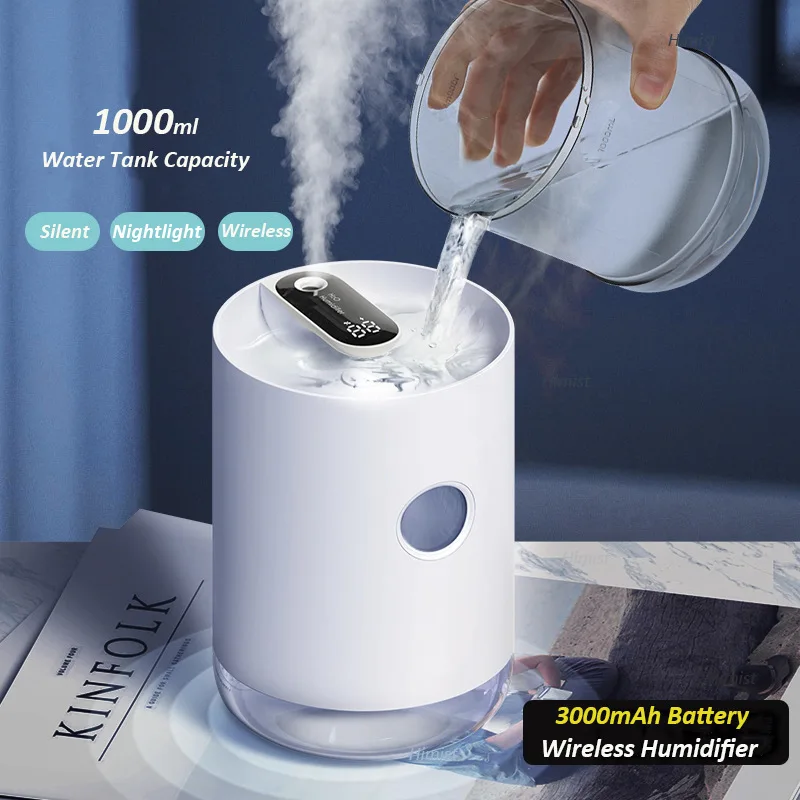 1L Big Humidifier Wireless H20 humidifier Car Secnt Diffuser Potable Ultrasonic Air Diffuser