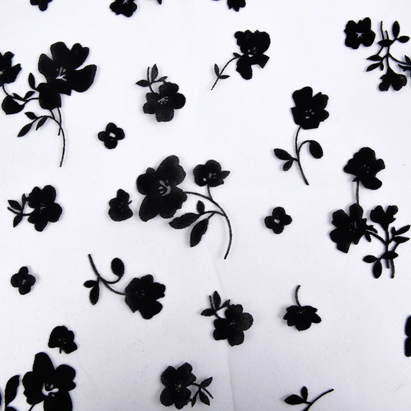 apple flocked mesh fabric christmas flocking fabric for dress