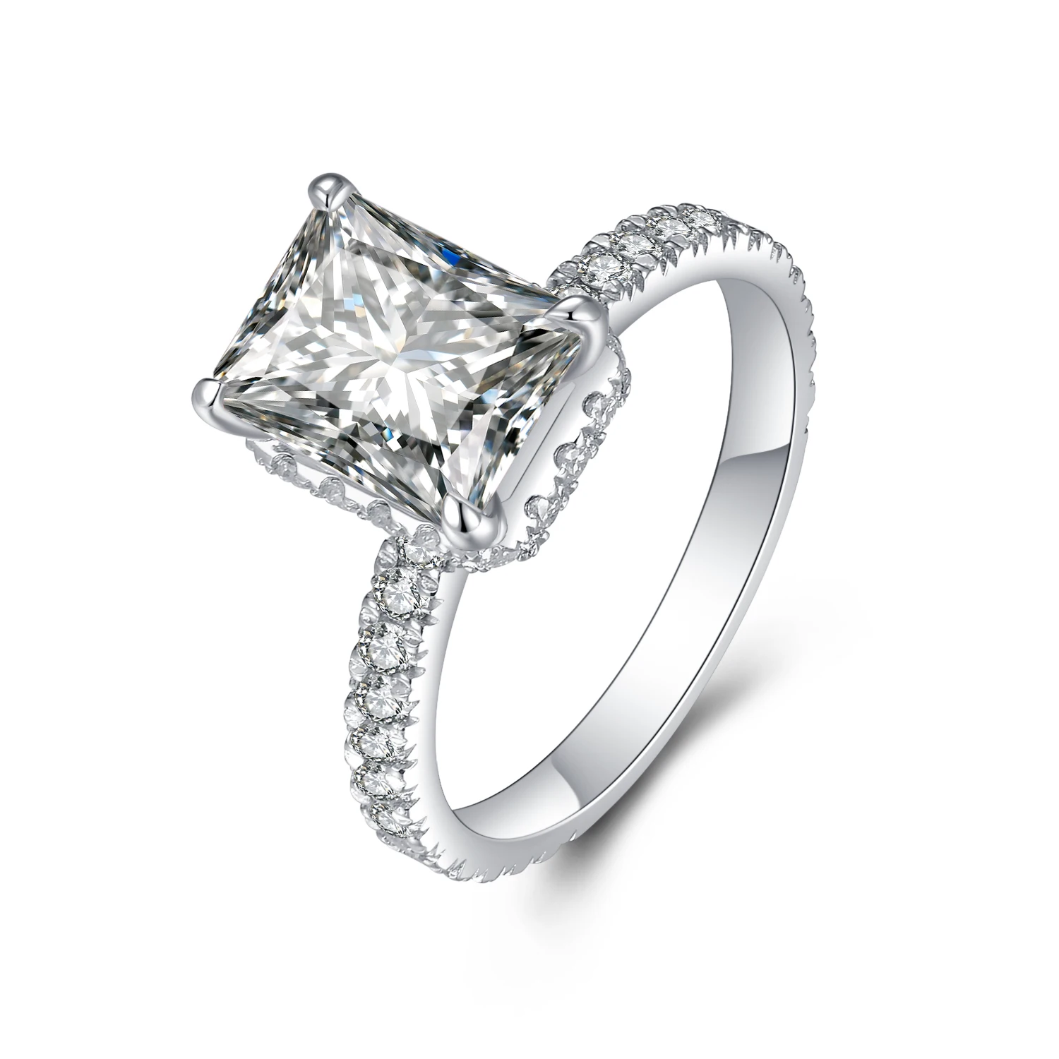 PT950 Platinum 2ct Radiant Cut D VVS Moissanite Diamond Engagement Ring With GRA Certificate