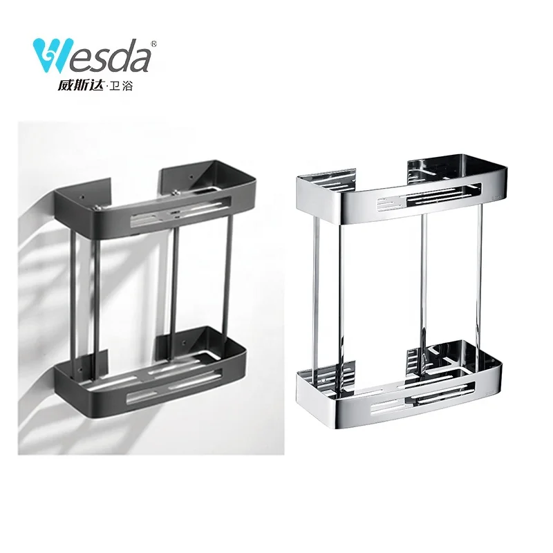 WESDA Shower Shampoo Holder Corner Basket 304 Stainless Steel Storage Organized Shower Caddy Bathroom Corner Shelf