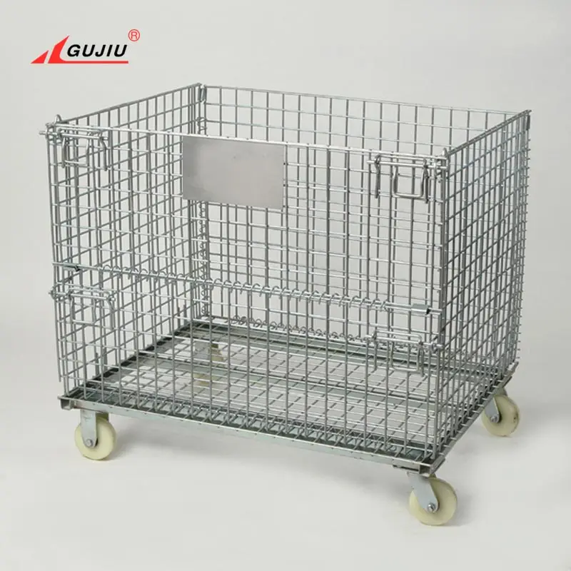 
Stacking Parts Grid Pet Proform Side Open Mesh Foldable Warehouse Metal Vegetable Box Container Collapsible Storage Bin 