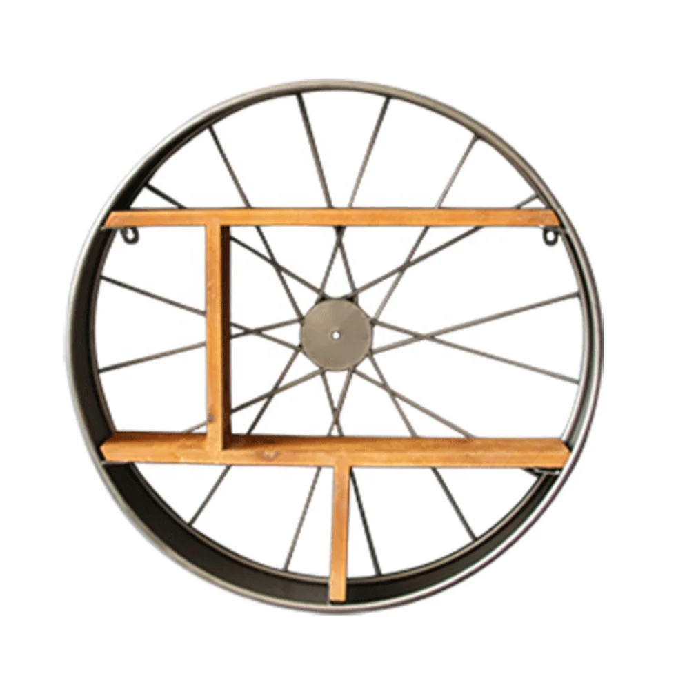 Round Wall Shelf for Living Room Wall Decor Storage Metal Bracket and Natural Wood Shelf Store and Show Off Collectibles