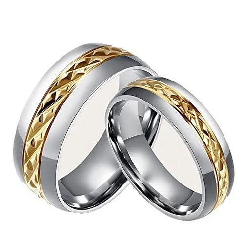 100% Nickel Free Vogue Jewelry IP 18K Gold Plated Titanium Wedding Rings for Couples