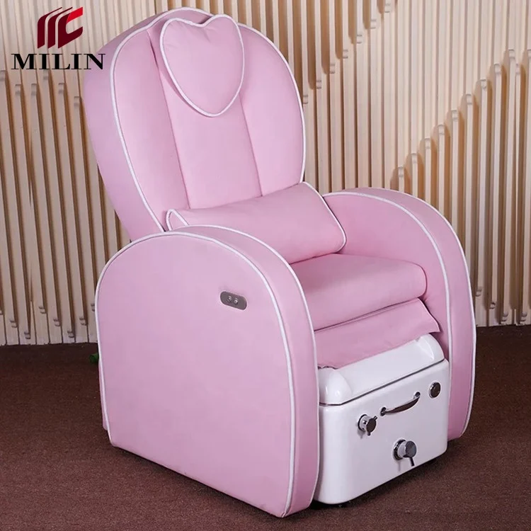 Luxury modern pink pedicure chair can recline to 180 degree professional pedicure chair with basin