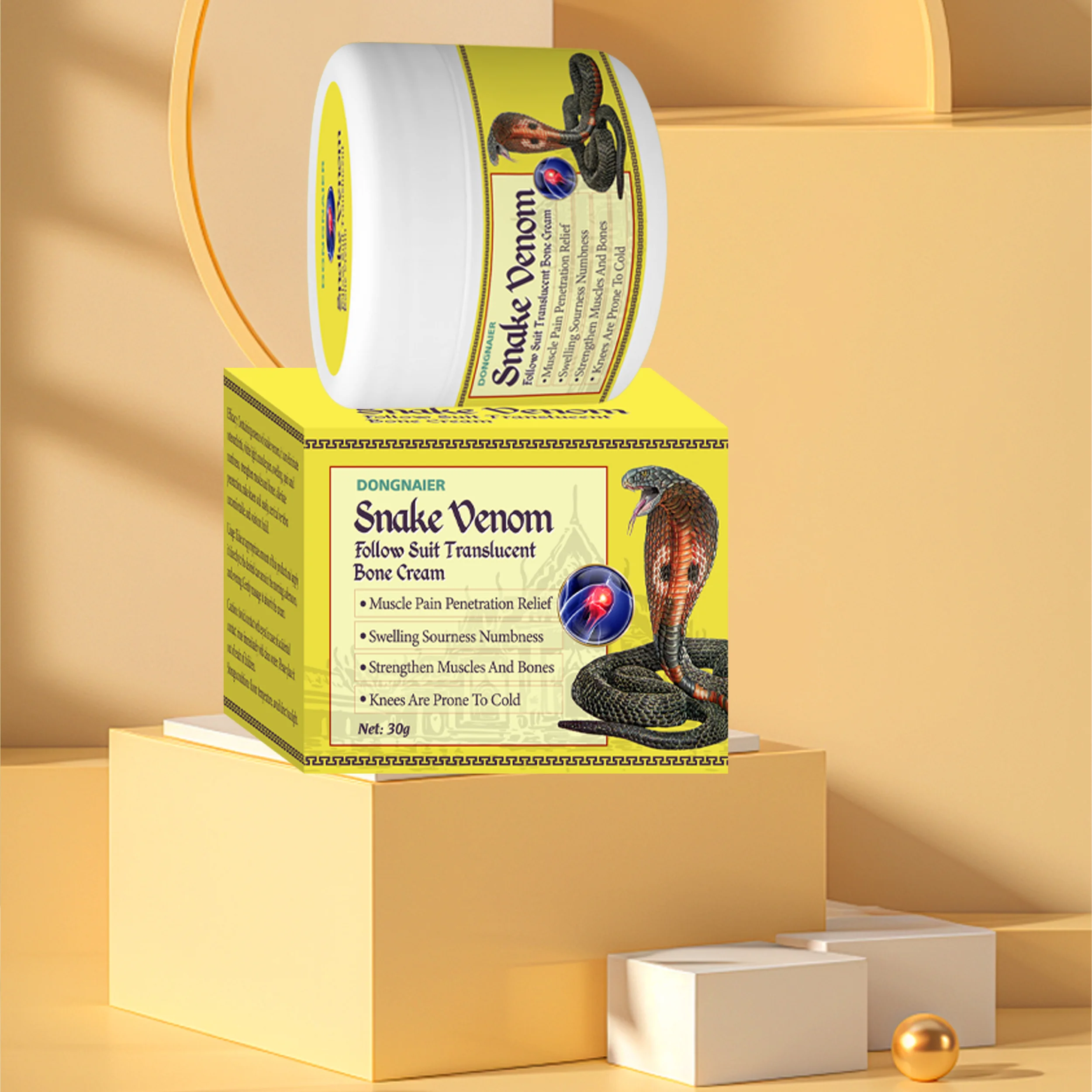 DONGNAIER Muscle Pain Relief Snake Venom Cream Chasing Wind Bone Penetrating Organic Knees Vertebral Column Care Massage Cream