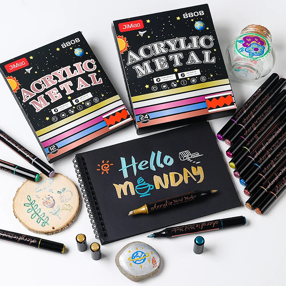 Hot Sale 24 Ink Color Dual Point Art Marker Pen High Quality Plastic Fiber Permanent Marker