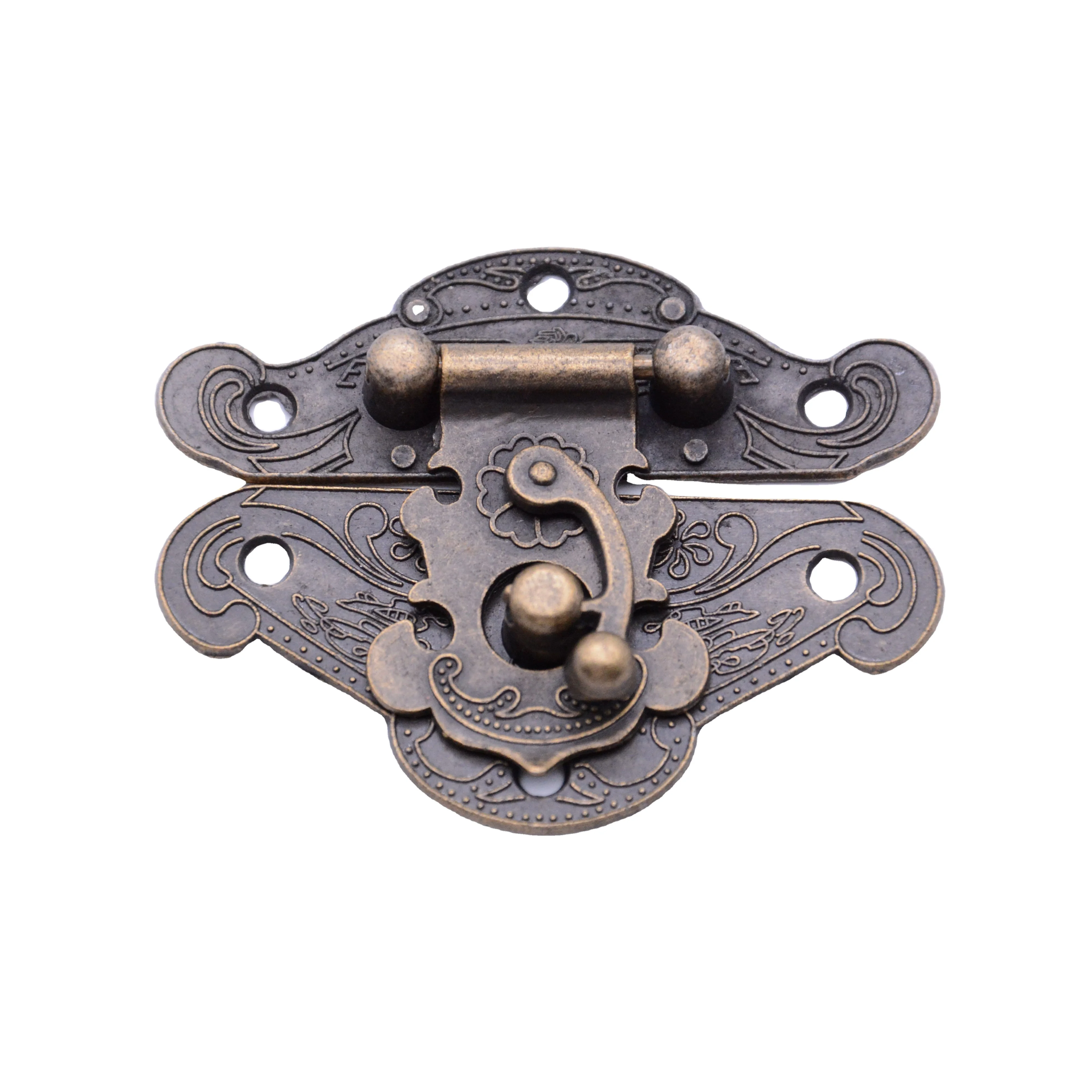 Винтажная шкатулка для ювелирных изделий, металлическая латунная блокировка панели, деревянная коробка, антикварная защелка для багажа