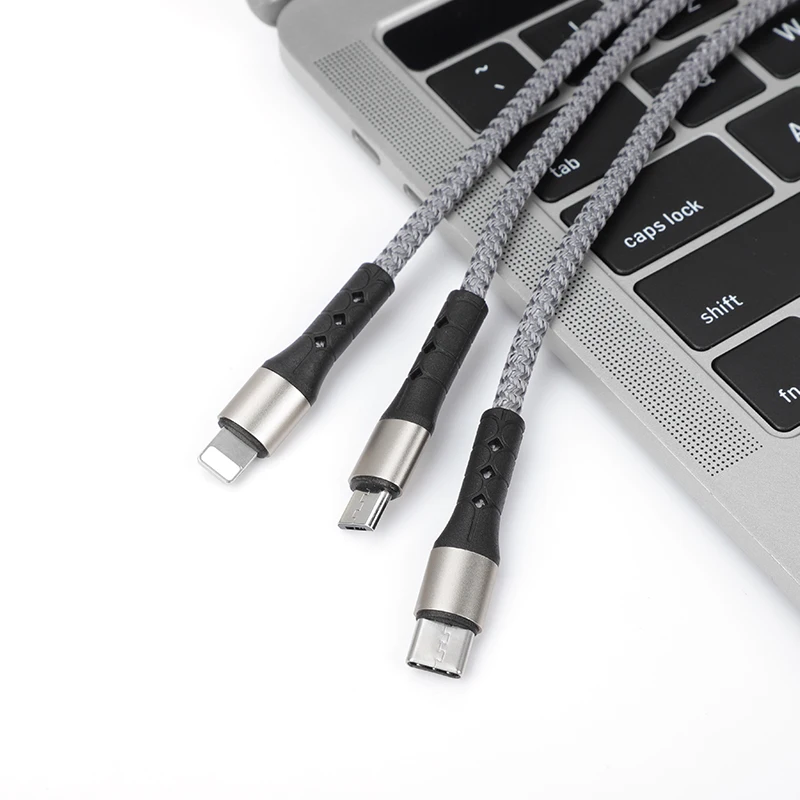  Мульти-зарядный кабель в нейлоновой оплетке 2.4A телефонный usb
