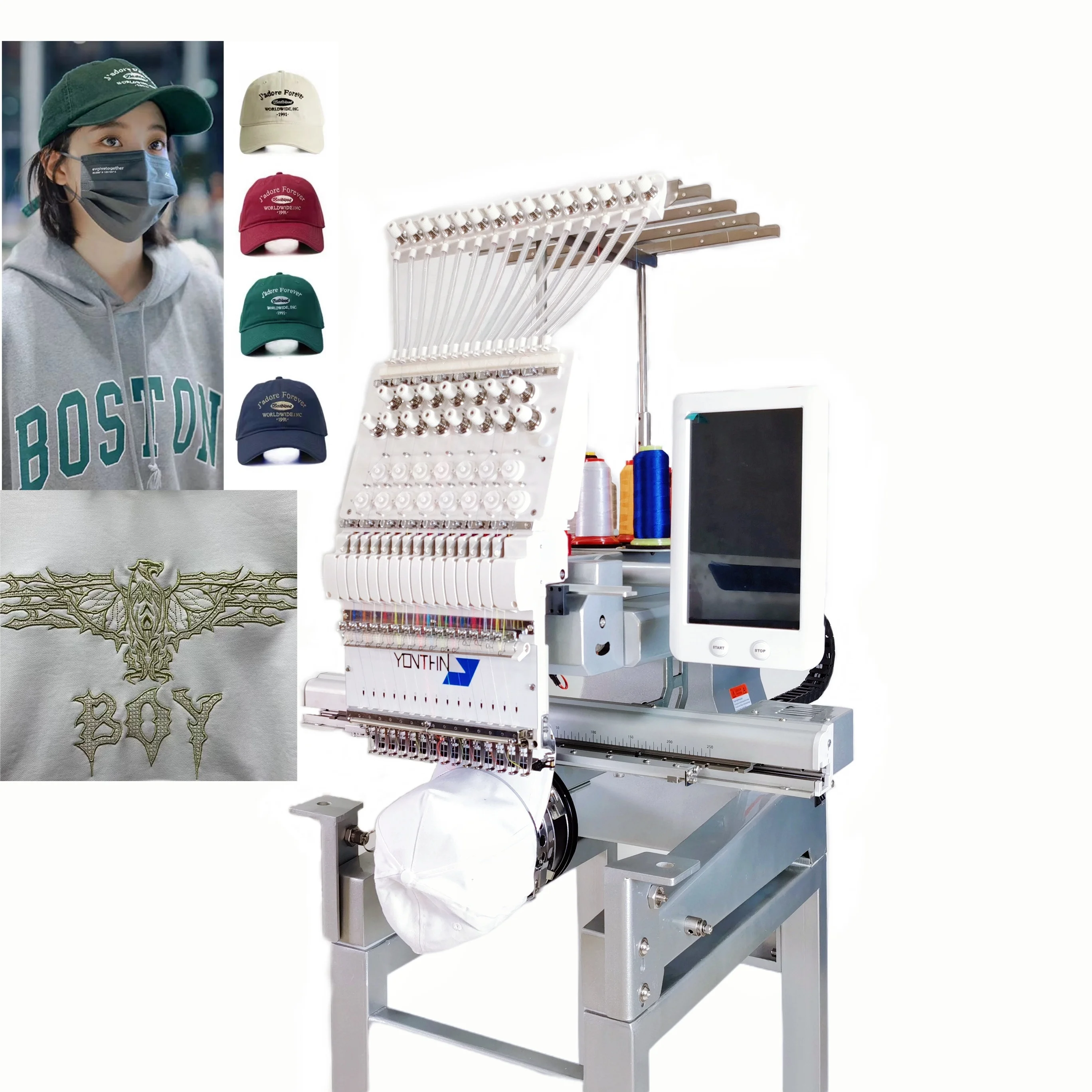 Single head cap flat t-shirt portable embroidery computerized dahao software monogram embroidery machine