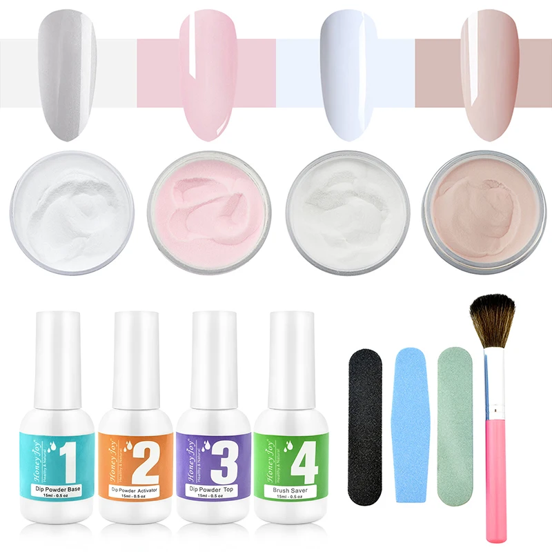 wholesale 141 colors 18g  jar polymer acrylic nail dipping powder with dip liquid base coat top coat activator starter Kit