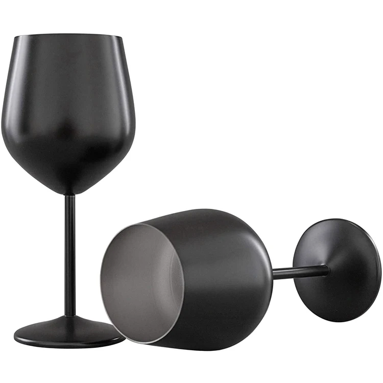 PURPLESEVEN Factory Price 304 18/8 Stemmed Stainless Steel Wine Glasses 16oz Unbreakable Metal Goblets Stem Champagne Wine Glass