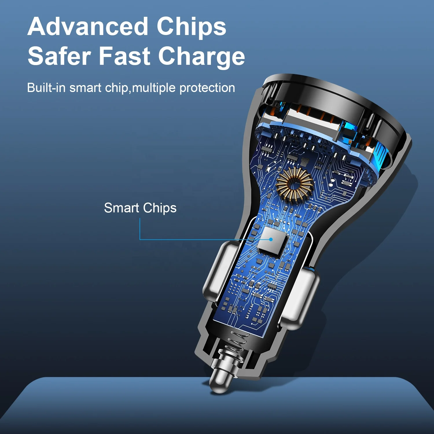 USLION 50W 4 Ports USB Car Charger QC3.0 Mini Fast Charging For iPhone 13 12 11 Huawei Phone Charger Adapter in Car Accessories