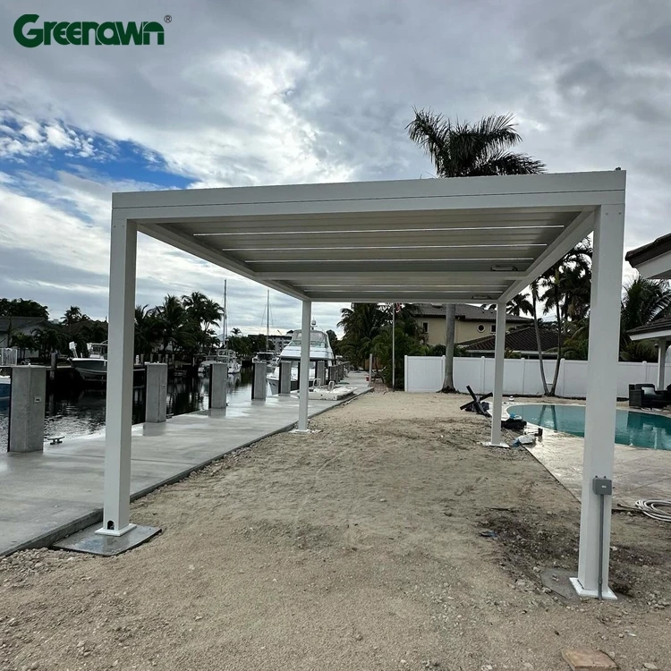 Low Price Modern Square Tube Outdoor Balcony Waterproof Louver Roof Aluminum Pergola