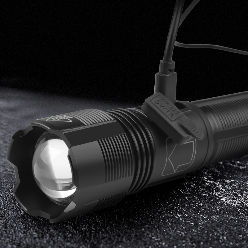 Upgrade Zoomable Waterproof XHP50 LED High Power Flashlight 26650 Battery Type-C Rechargeable Tactical Flashlight