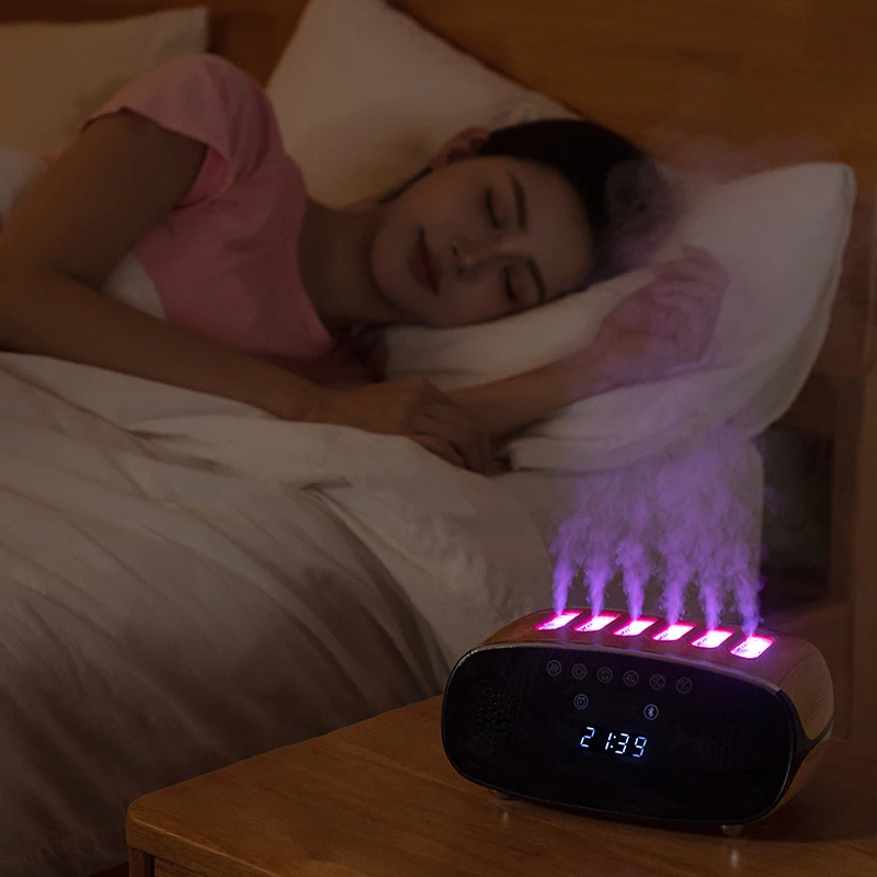 Retro Bluetooth audio multi-nozzle fog volume dynamic pickup humidifier seven color remote control aromatherapy machine
