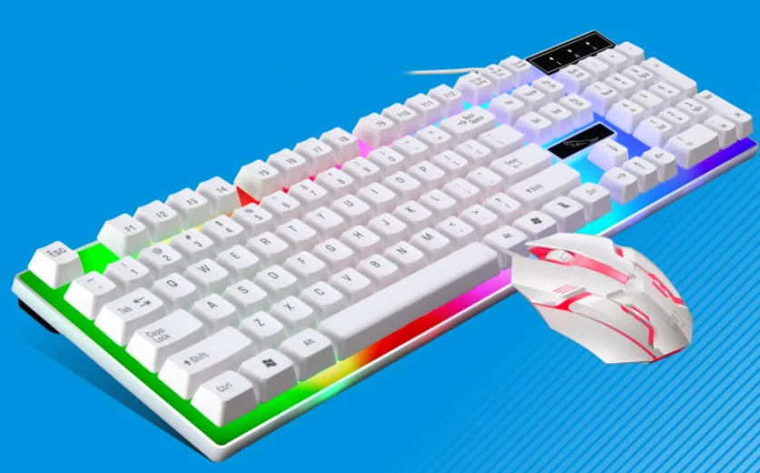 Проводной светящаяся клавиатура и мышь комплект USB Радужная подвеска с подсветкой клавиатуры и мыши