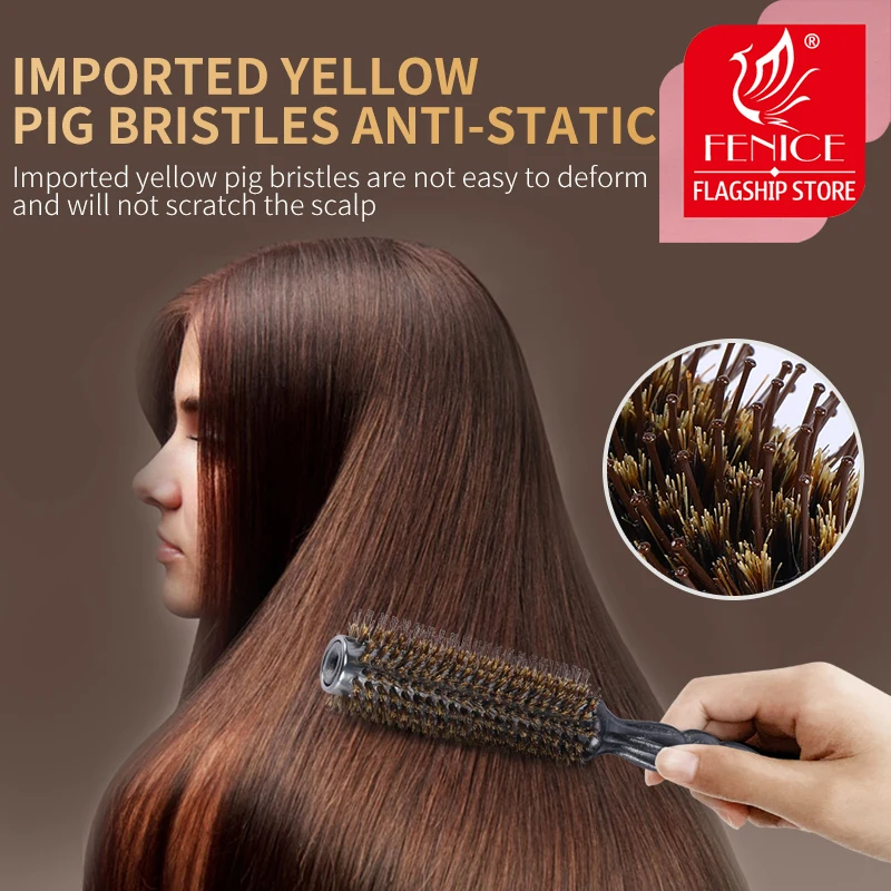 Barber Scissors Bristle Round Hair Styling Curling Iron Hair Brush Roller Comb