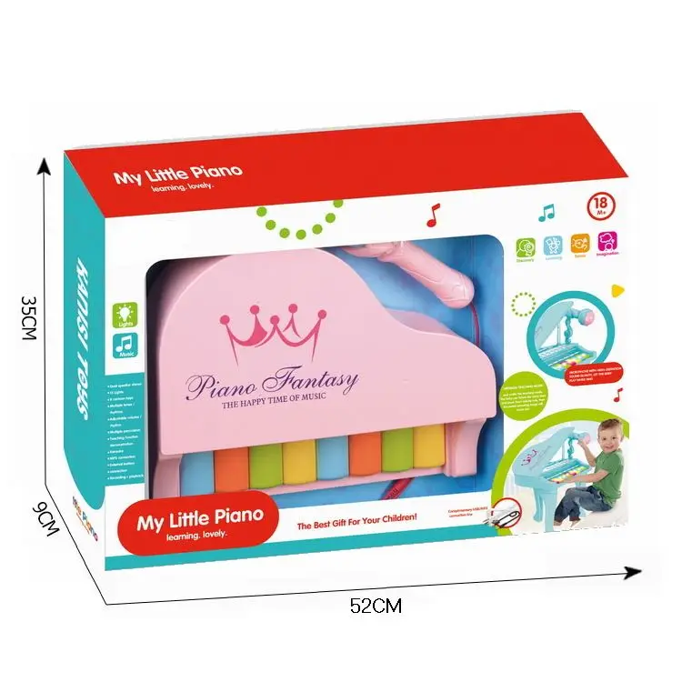Mini cartoon 8 key music piano with microphone electronic baby keyboard