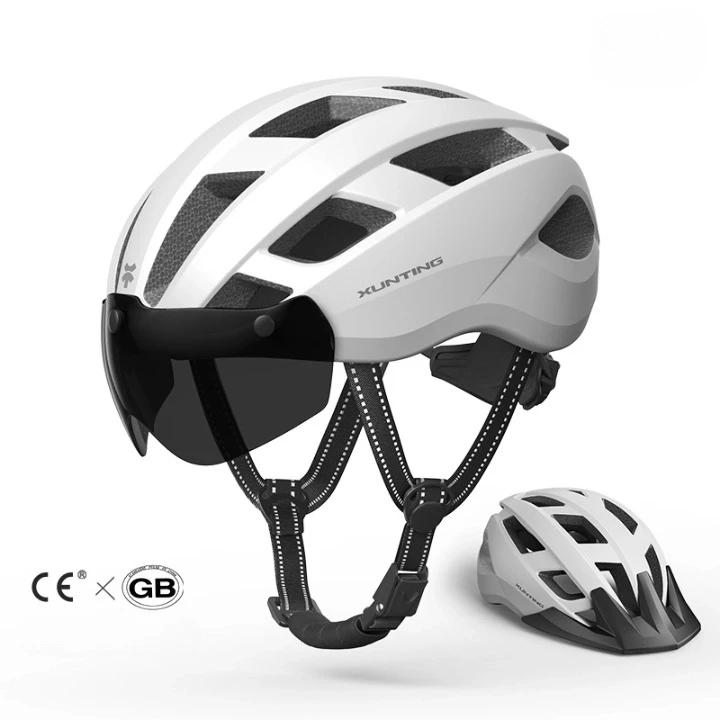 XUNTING Bicycle Helmet Mtb Sport All New Mountain Bike Helmets Perfect Safety Adult bike with googles sun-visor Cycling Helmet