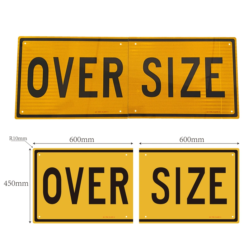 Reflective Australia Rear Marking Aluminum Plate Heavy Truck Signage Over Size Long Vehicle Road Train Reflective Signs